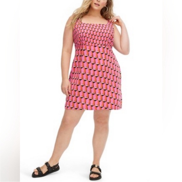 DVF Diane Von Furstenberg X Target Womens 90's Shift Pink Modern Geo MiniDress - Picture 4 of 7